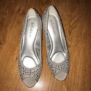 Silver sparkly rhinestoned heels